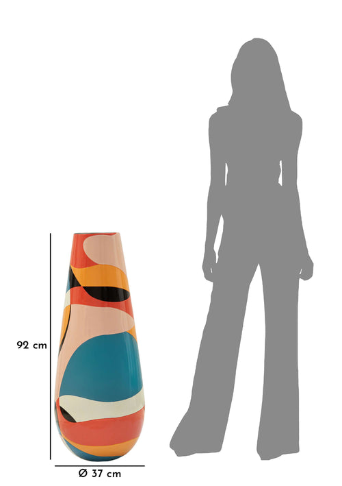 Multicolor decoratieve vaas in kunststof Ø 37x92 cm