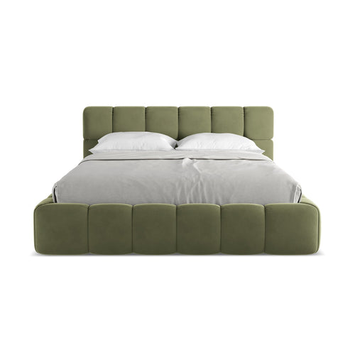 LaMiaSofa Bed met opbergruimte Roma - velours - olijf - 180x228x82