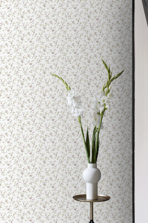 Sanders & Sanders behang bloemetjes groen, paars en wit - 53 cm x 10 m - 640406