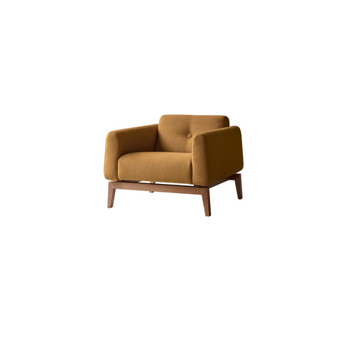 Tikamoon Fauteuil van massief eiken en mosterdgele stof - Mosterd