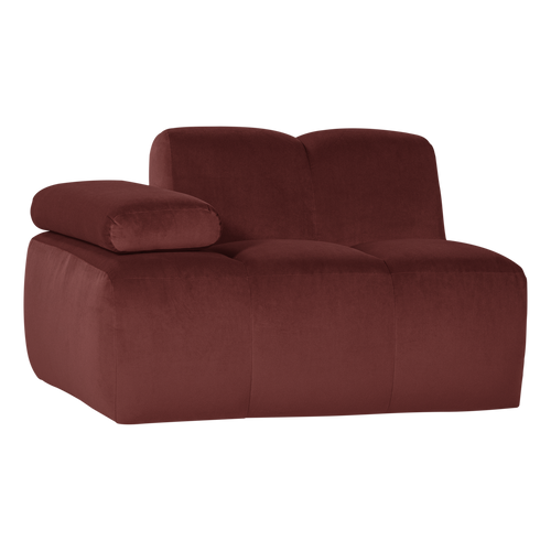WOOOD 1-zits bank arm links Mojo - Velvet - Kastanjebruin - 74x124x97