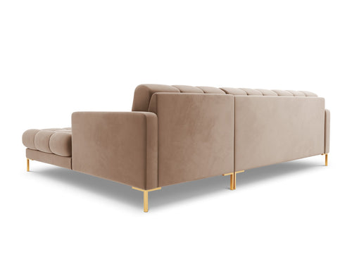 Cosmopolitan Design rechter hoekbank Bali 5-zits, flueel, beige - 185x293x75cm