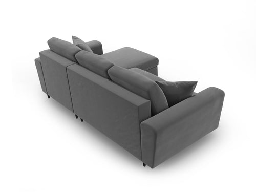 Cosmopolitan Design Omkeerbare converteerbare hoekbank met opbergdoos Kyoto 4-zits, flueel lichtgrijs - 145x241x88cm