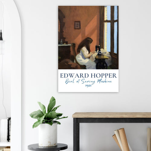 Artfulprints Poster Edward Hopper - Girl at sewing machine   - A4 21x29.7 cm - Meerkleurig