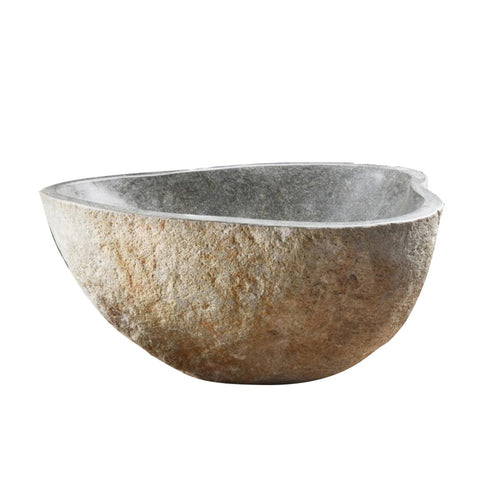Tikamoon Waskom van riviersteen b. 34 cm - Grijs