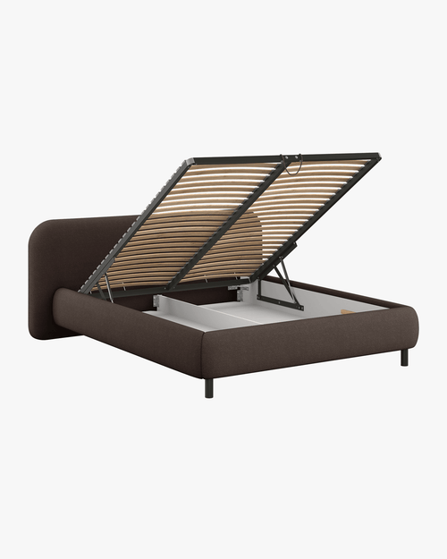 noo.ma Mumo gestoffeerd bed 180x200 - chocoladebruin bouclé