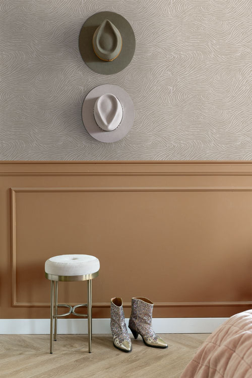 ESTAhome behang 3d golvende lijnen taupe - 53 cm x 10.05 m - 139661