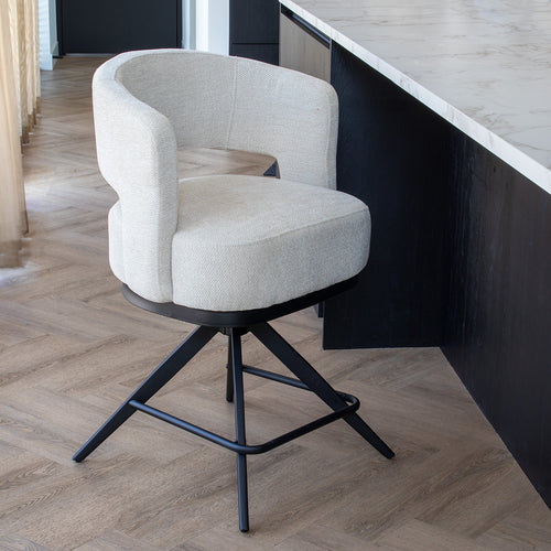 DÉJA Living Barkruk Louis - Stof/Metaal - Taupe - Set van 2 - vtwonen shop