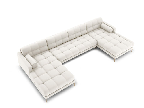Cosmopolitan Design Panoramische bank Bali 7-zits, structurele stof, lichtbeige - 185x383x75cm