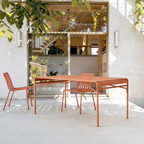 Tikamoon Rechthoekige tuintafel van oranje metaal 4/6 pers. - Oranje