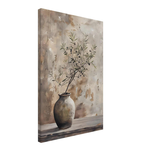 Artfulprints Canvas Rustic olive vase canvas - 40x60 cm - beige