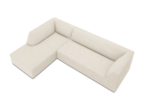 Micadoni - Linker hoekbank "Ruby" 4 zitplaatsen, ribfluwelen, lichtbeige - 180x273x69cm