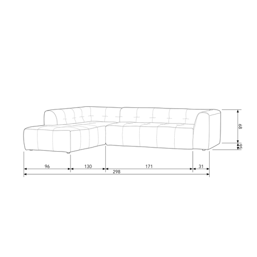 Basiclabel hoekbank links Grid - Stof - Zand - 68x298x225 - vtwonen shop