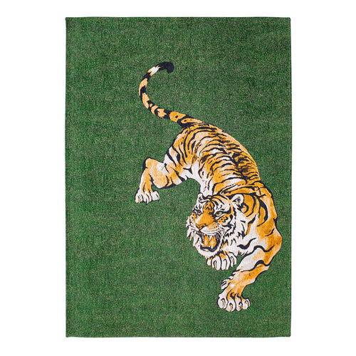 Louis De Poortere binnen & buiten machinewasbaar vloerkleed Pop Tiger van 70% gerecycled PET - groen - 100x140cm