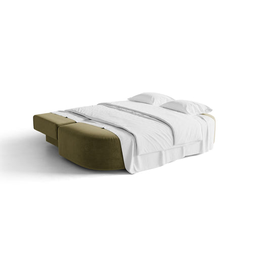 Cosmopolitan Design - Slaapbank met opbergdoos Sophia 3-zits, flueel groente - 110x202x89cm