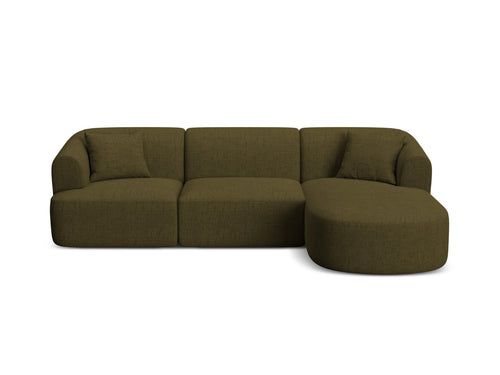 Cosmopolitan Design Modulaire hoekbank rechts Campi 4-zits, structurele stof groente - 156x256x70cm