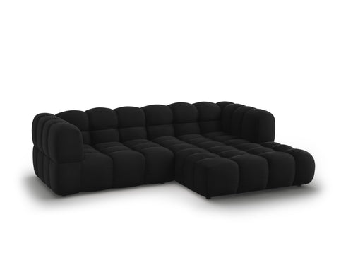 Cosmopolitan Design Modulaire hoekbank rechts Sky 3-zits, flueel, zwart - 162x244x70cm