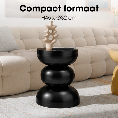 Mica Decorations Luna Bijzettafel - H46 x Ø32 cm - IJzer - Zwart