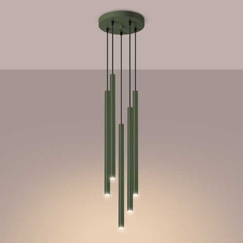 Sollux Lighting Hanglamp PASTELO 5P olijfgroen - 25x25x104cm