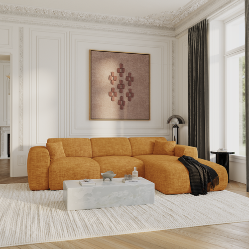 Sia Home - Hoekbanken YUMA - Fluweel met structuur - Mosterd - 283cm - vtwonen shop