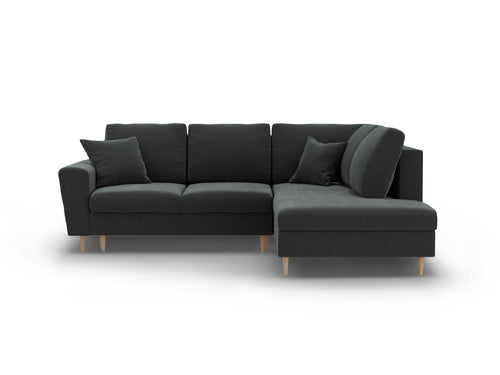 Cosmopolitan Design Converteerbare hoekbank rechts met opbergdoos Kyoto 5-zits, flueel donkergrijs - 194x243x88cm