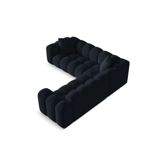 Cosmopolitan Design - Hoekbank Treno 3-zits, flueel donkerblauw - 240x240x70cm
