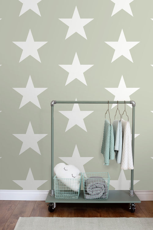 ESTAhome behang sterren mintgroen - 53 cm x 10.05 m - 138948