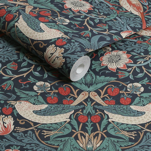 William Morris at Home vliesbehang Strawberry Thief Deep Blue - vtwonen shop