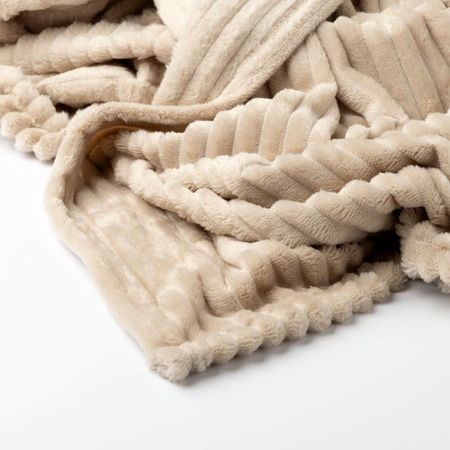 MARTHY - plaid 140x180 cm - ribfluweel - gerecycled - Pumice Stone - beige