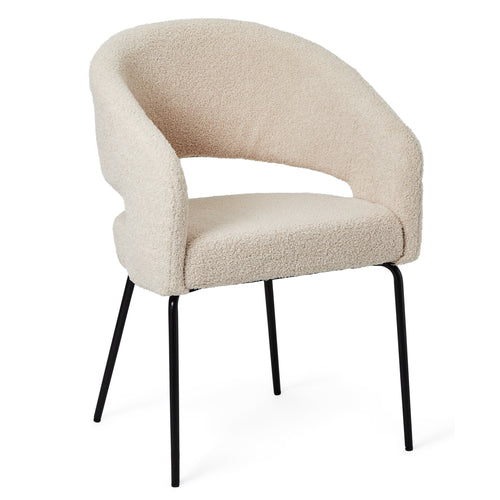 Furnhouse eetkamerstoelen armleuning Natalie - Beige - Stof (Bouclé) - Set van 2