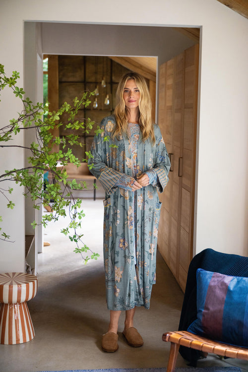 Pip Studio - Noa Kimono Dames - Safari Bloom - Blauw - XL - vtwonen shop