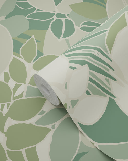 ESTAhome behang bladeren vergrijsd mintgroen - 50 x 900 cm - 139848 - vtwonen shop