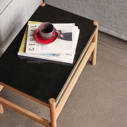 Hübsch bijzettafel Raw - marmer/mdf/eikenhout - 60x40xh42cm - vtwonen shop