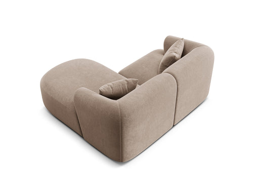 Cosmopolitan Design Modulaire hoekbank rechts Campi 3-zits, flueel donkerbeige - 156x180x70cm