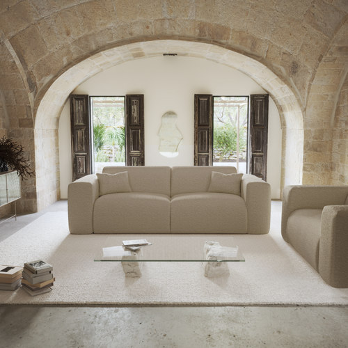 Sia Home - Dunlopillo-slaapbank 140 cm MYRA - bouclé-stof mol 214cm