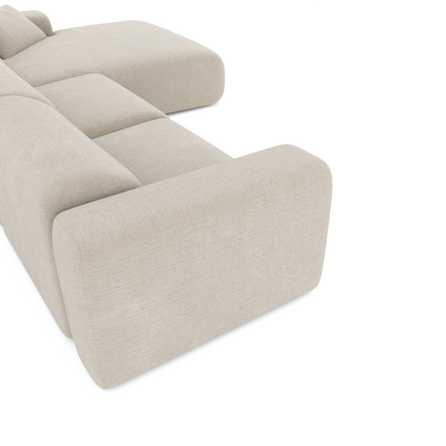Sia Home - Grote hoekbank MYRA - getextureerd fluweel beige 280cm