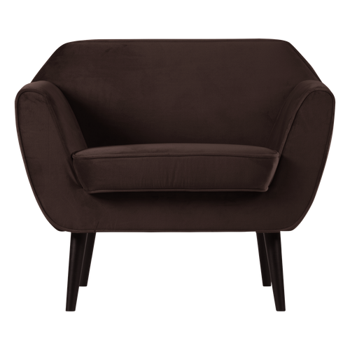 WOOOD fauteuil Rocco - Velvet - Donkerbruin - 75x92x81