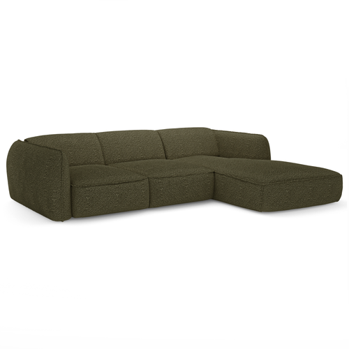 Sia Home - Rechte hoekbanken LIVIA - Bouclette stof - Olijfgroen - 272cm - vtwonen shop