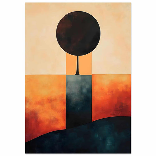 Artfulprints Poster met Lijst Boho – Graphic dusk   - A4 21x29.7 cm - Oranje