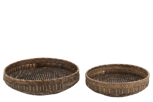 J-Line schaal Rond - rotan - zwart - 2 stuks - vtwonen shop