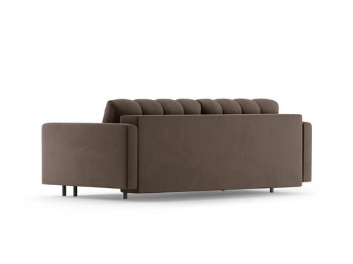 Cosmopolitan Design Slaapbank met opbergdoos Bali 3-zits, flueel chocolade - 84x222x105cm