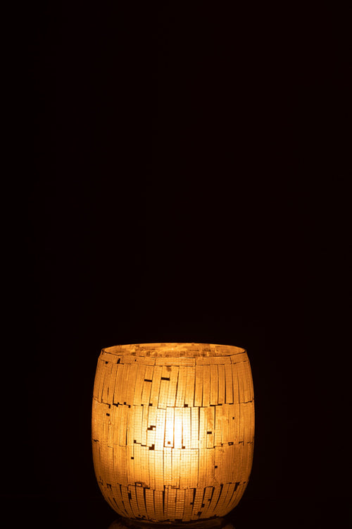 J-Line windlicht Mozaiek - glas - lichtgrijs - large