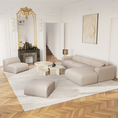 Sia Home - Brede rechte hoekbank MYRA - geweven stof beige 280cm
