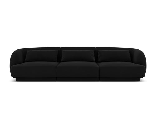 Cosmopolitan Design Bank Tulum 3-zits, flueel, zwart - 90x255x70cm