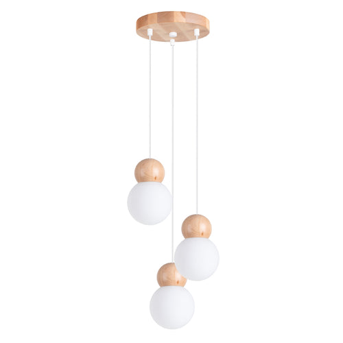 Sollux Lighting Hanglamp PEKKA 3P wit/natuurlijk hout - 31x31x124cm