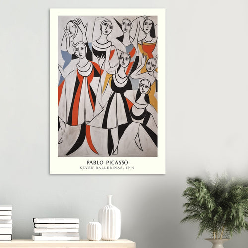 Artfulprints Poster met Lijst Pablo Picasso - Seven ballerinas   - A4 21x29.7 cm - Meerkleurig