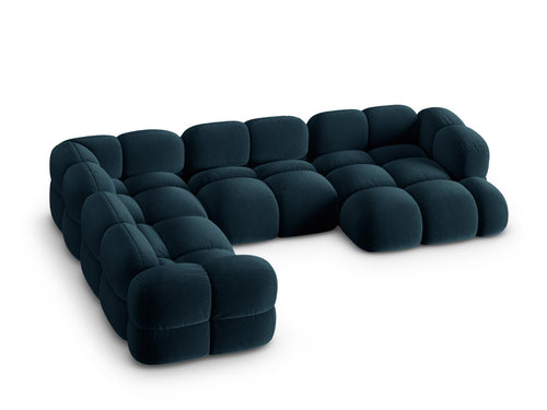 Cosmopolitan Design Panoramische hoekbank links Loretto 5-zits, flueel diepe olie - 250x345x68cm