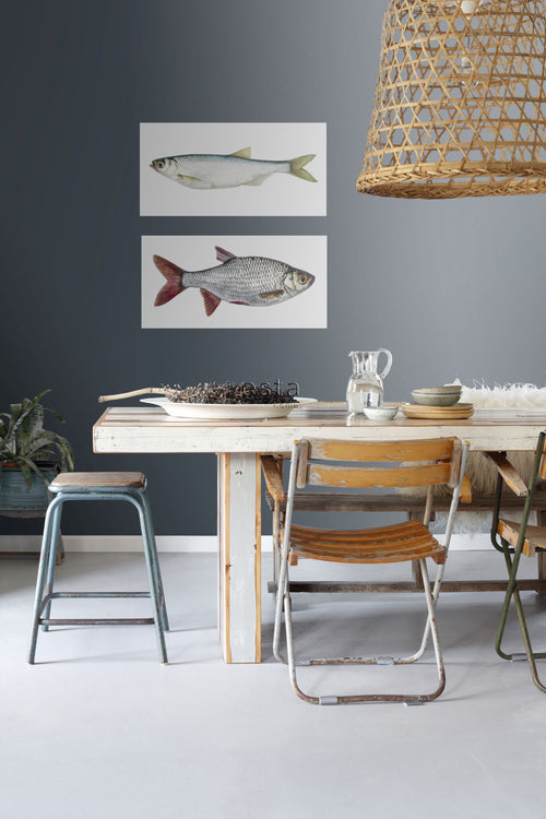 ESTAhome muursticker vis grijs en rood - 97 x 48.5 cm - 159039