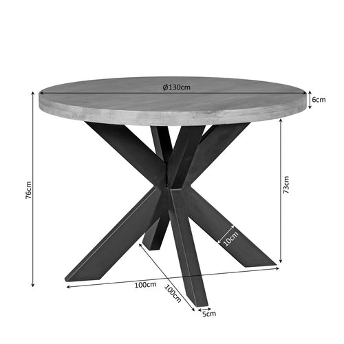 Starfurn Eettafel Dakota - Rond Naturel Hout - Ø130x76cm
