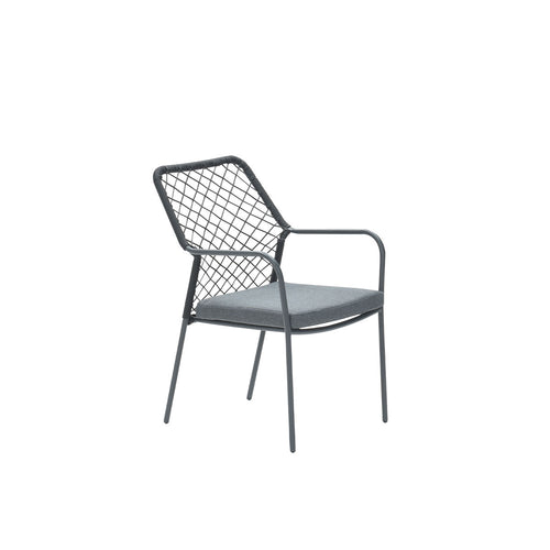 Dido dining fauteuil - carbon black - rope zwart  - mystic grey